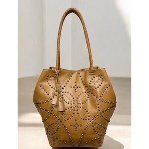 Isabella Fiore Leather Studded Tote Bag